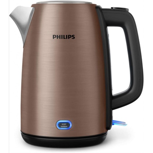 Електрочайник Philips Viva Collection 1.7л, метал, LED підсвітка, мідно-чорний