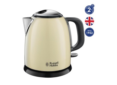 Електрочайник Russell Hobbs Colours Plus Mini 1л, метал, бежево-чорний