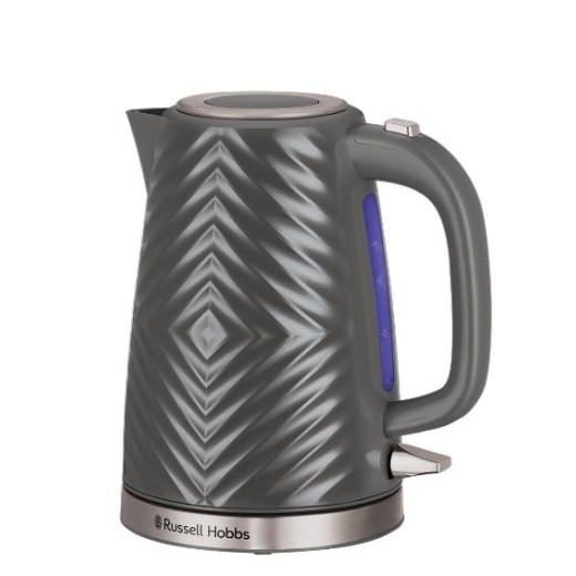 Електрочайник Russell Hobbs Groove Grey 1.7л, Strix, пластик, сірий