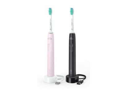 Щітка зубна електр. Philips, Sonicare 3100 series, набір , 31т. колив/хв, насадок-1, 2 шт в наборі, рожевий, чорний