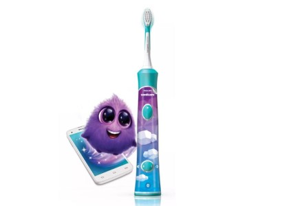 Щітка зубна електр. Philips, Sonicare For Kids, для дітей, 62т. колив/хв, насадок-2, Bluetooth, голубий