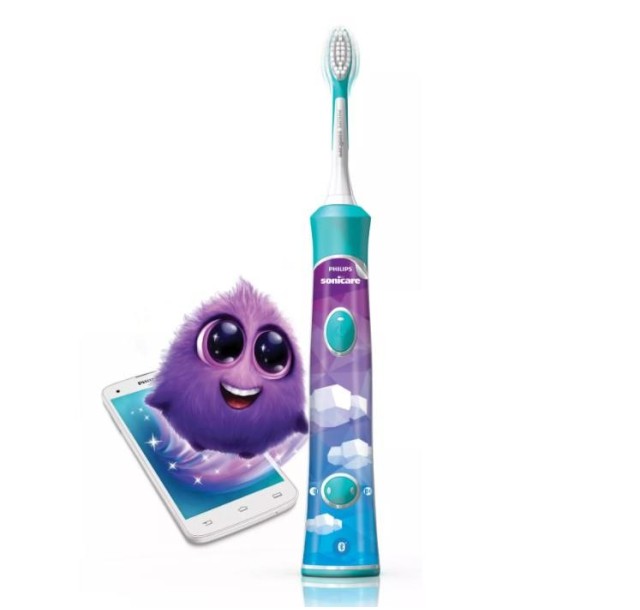 Щітка зубна електр. Philips, Sonicare For Kids, для дітей, 62т. колив/хв, насадок-2, Bluetooth, голубий