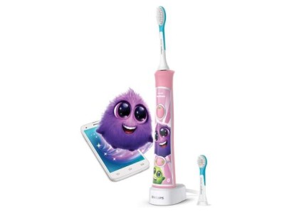 Щітка зубна електр. Philips, Sonicare For Kids, для дітей, 62т. колив/хв, насадок-2, Bluetooth, рожевий