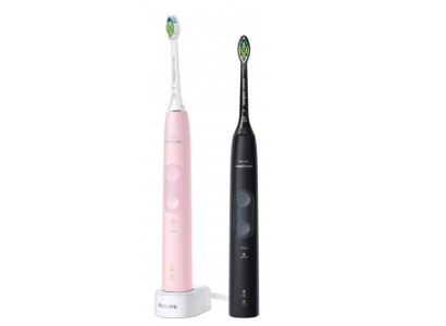 Щітка зубна електр. Philips, Sonicare ProtectiveClean 4500, набір , 62т. колив/хв, насадок-1, 2 шт в наборі, рожевий, чорний