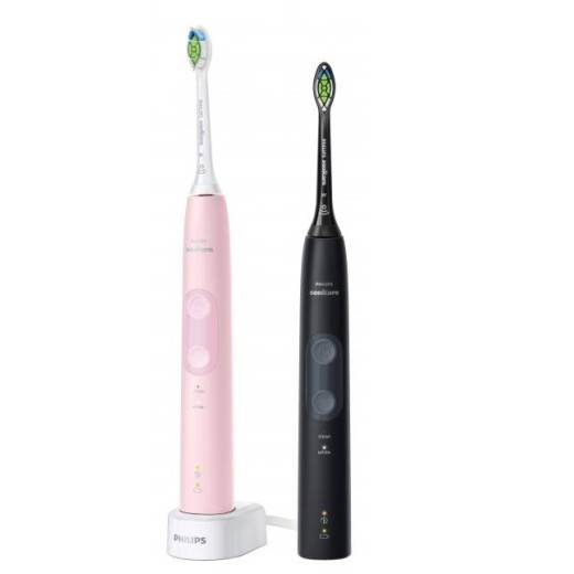 Щітка зубна електр. Philips, Sonicare ProtectiveClean 4500, набір , 62т. колив/хв, насадок-1, 2 шт в наборі, рожевий, чорний