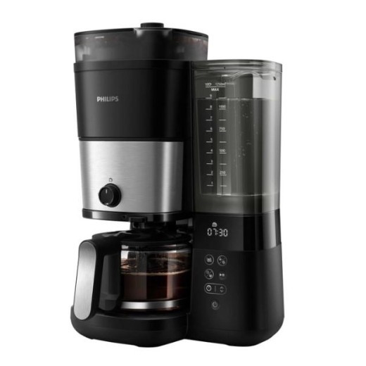 Кавоварка Philips крапельна All-in-1 Brew 1.25л, зерно + мелена, дисплей, підігрів кавника, кавомолка, чорний