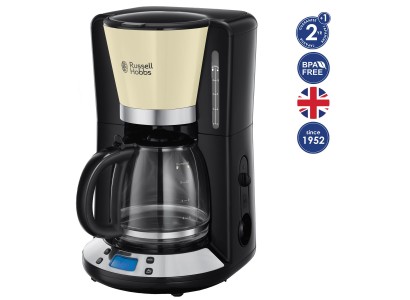 Кавоварка Russell Hobbs крапельна Colours Plus 1.25л, мелена, чорно-бежевий