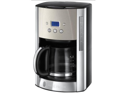 Кавоварка Russell Hobbs крапельна Luna Stone, 1.5л, мелена, LED-дисплей, підігрів чашок, чорно-сріблястий