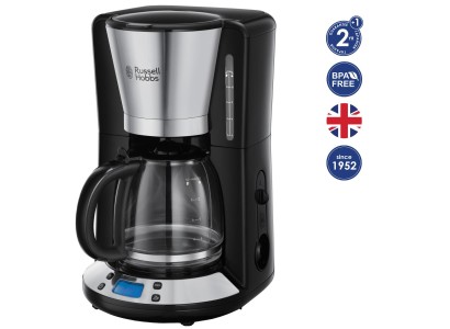 Кавоварка Russell Hobbs крапельна Victoty 1.25л, мелена, чорно-сріблястий