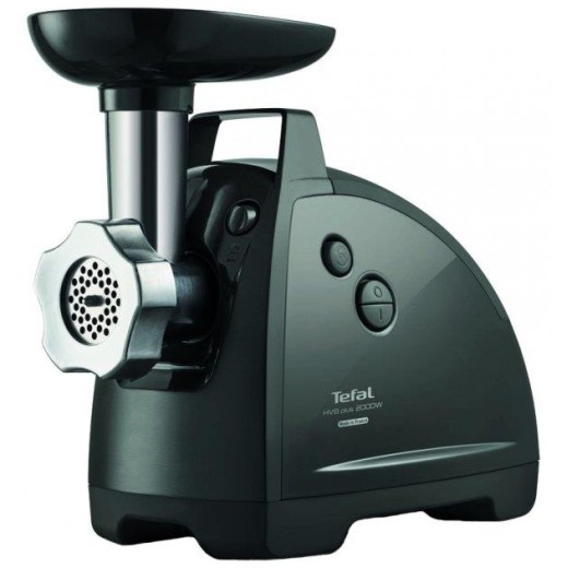 М'ясорубка Tefal HVB Plus, 2000Вт, 2.6кг/хв, 3 решітки, насадка для ковбас, кеббе, томатів, 5 терок, пластик/метал, чорний