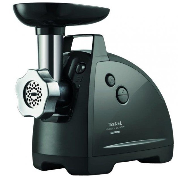 М'ясорубка Tefal HVB Plus, 2000Вт, 2.6кг/хв, 3 решітки, насадка для ковбас, кеббе, томатів, 5 терок, пластик/метал, чорний