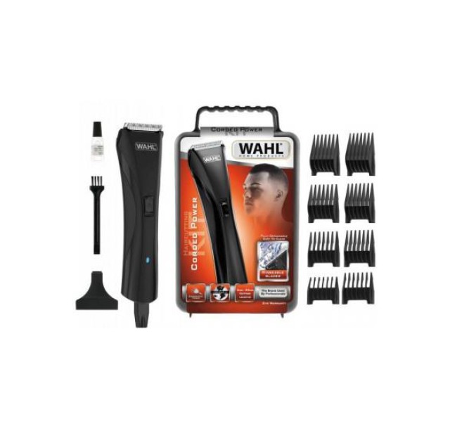 Машинка для стрижки WAHL Hybrid Clipper, від мережі, вібраційний мотор, насадок-8, сталь, чорний