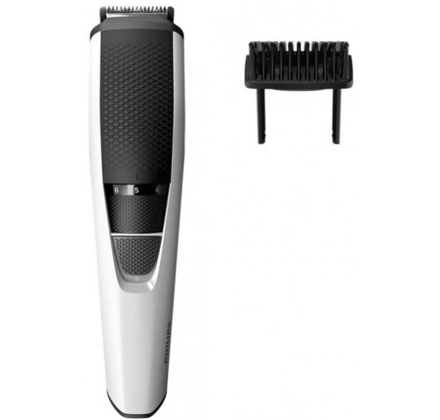 Тример Philips Beardtrimmer series 3000, для бороди і вусів, акум., сталь, чорно-сріблястий