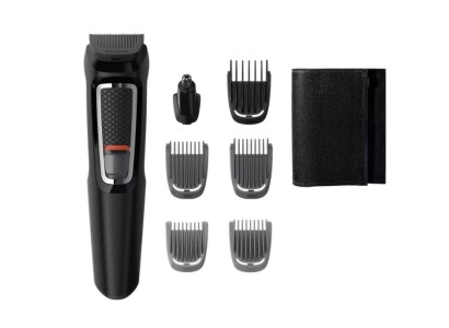 Тример Philips Multigroom series 3000, для бороди, вусів, голови, окантовки, акум., насадок-6, чохол, сталь, чорний