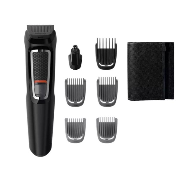 Тример Philips Multigroom series 3000, для бороди, вусів, голови, окантовки, акум., насадок-6, чохол, сталь, чорний