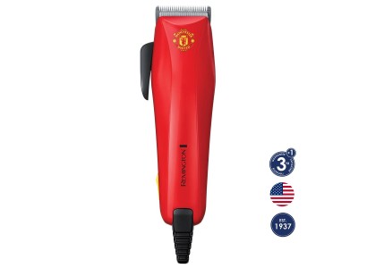 Машинка для стрижки Remington Colour Cut Manchester United, від мережі, вібрац. мотор, насадок-11, накидка, акс. у компл., червон.