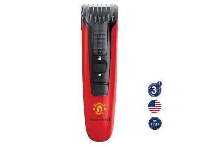 Тример Remington Beard Boss Manchester United, для бороди і вусів, акум., роторний мотор, насадок-1, сталь, червоний