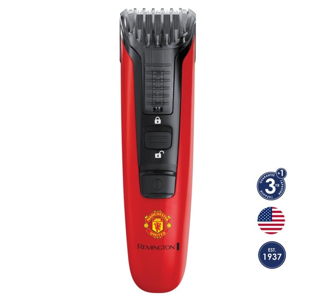 Тример Remington Beard Boss Manchester United, для бороди і вусів, акум., роторний мотор, насадок-1, сталь, червоний