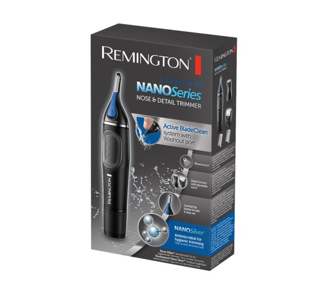 Тример Remington Nano Series Lithium, для носа та вух, ААx1, насадок-4, сталь, чорно-синій