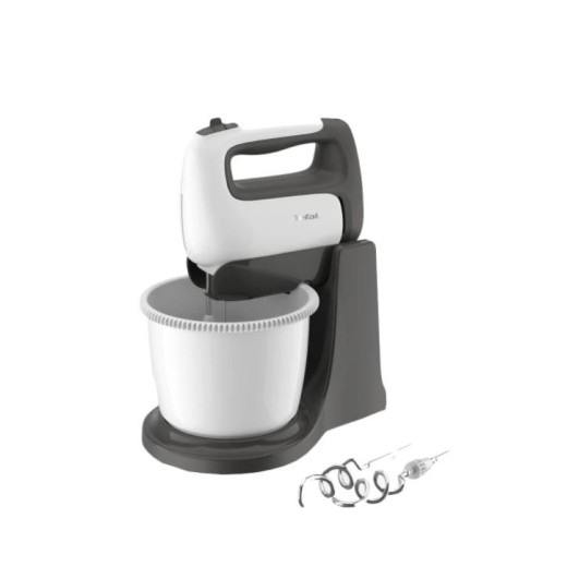 Міксер Tefal стаціонарний  Prep'Mix+ Standbowl 500Вт, насадки-4, чаша-пластик, 2.5л, турборежим, біло-сірий