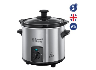 Повільноварка Russell Hobbs CompactHome, 145Вт, чаша-2л, механічне керув., знімна кришка, нерж. сталь, сірий