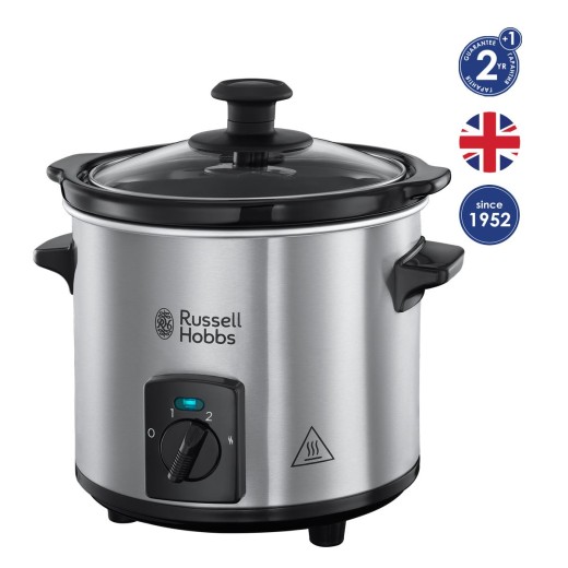 Повільноварка Russell Hobbs CompactHome, 145Вт, чаша-2л, механічне керув., знімна кришка, нерж. сталь, сірий