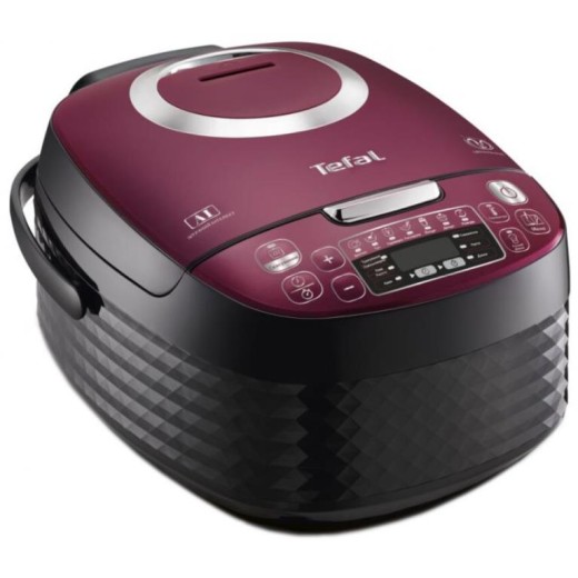 Мультиварка Tefal Spherical, 750Вт, чаша-4л, електронне керув., пластик, чорно-бордовий