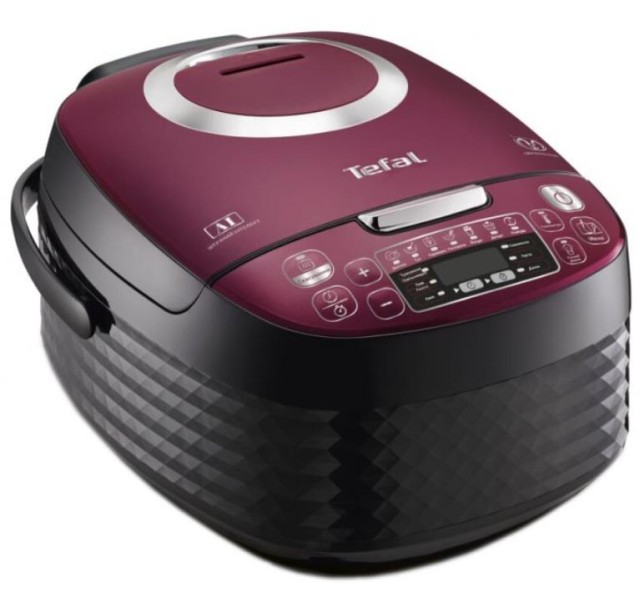 Мультиварка Tefal Spherical, 750Вт, чаша-4л, електронне керув., пластик, чорно-бордовий