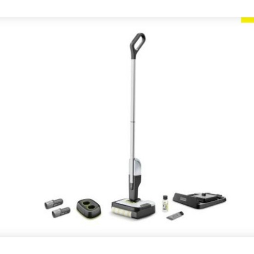 Підлогомийна машина Karcher безпровідна FC 2-4 Battery Set + Batt+DUO Charger, вода -0.2л, автон. робота до 20 хв, вага-4.3кг, чорно білий