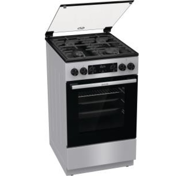 Плита Gorenje комбінована, 70л, 50x60см, дисплей, чавун, нерж