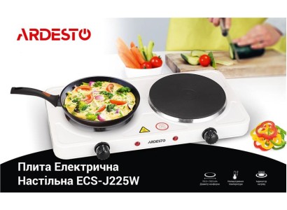 Плитка настільна Ardesto електрична, комфорок - 2, на 1кВт + 1.5кВт, керування - мех., білий