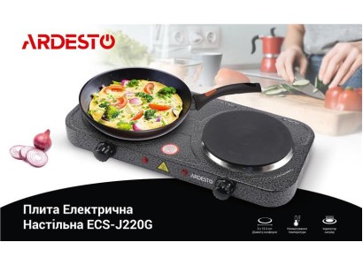 Плитка настільна Ardesto електрична, комфорок - 2 на 1кВт + 1кВт, керування - мех., графіт