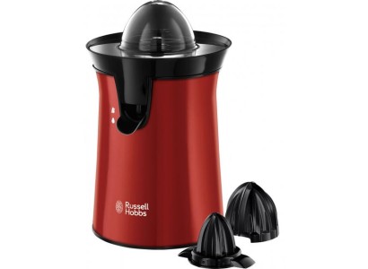 Соковитискач Russell Hobbs Colours Plus цитрус-прес 600Вт, 2 насадки в комплекті, пластик, червоний