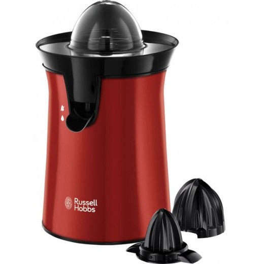 Соковитискач Russell Hobbs Colours Plus цитрус-прес 600Вт, 2 насадки в комплекті, пластик, червоний