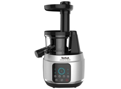 Соковитискач Tefal Juice&Clean шнековий 150Вт, чаша-0.8л, жмих-0.8л, пластик, сріблясто-чорний