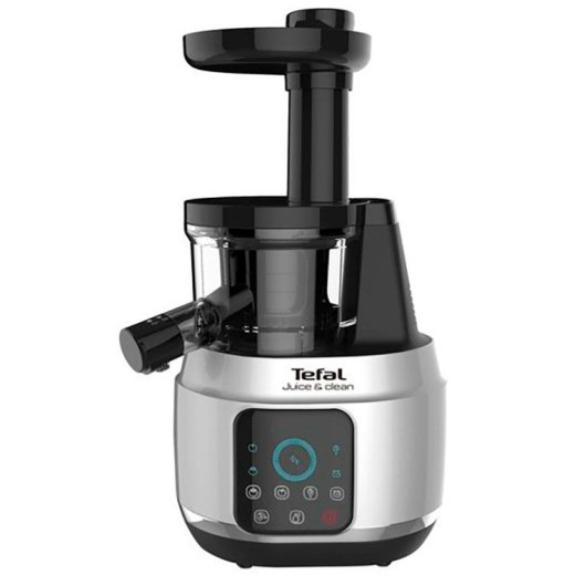 Соковитискач Tefal Juice&Clean шнековий 150Вт, чаша-0.8л, жмих-0.8л, пластик, сріблясто-чорний