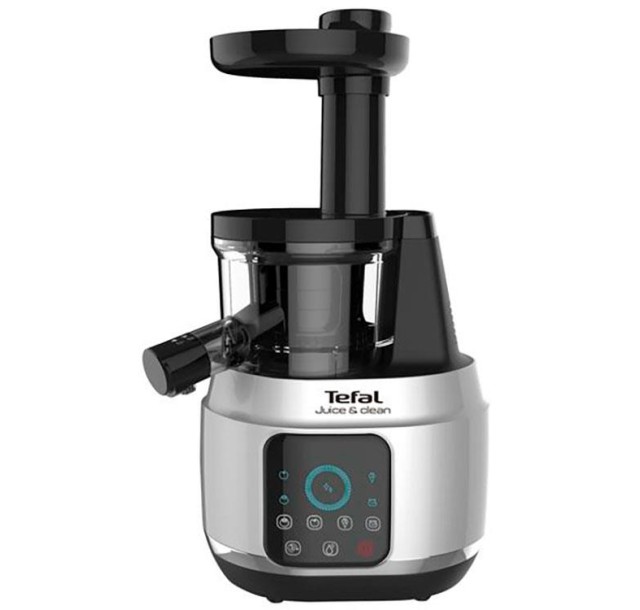 Соковитискач Tefal Juice&Clean шнековий 150Вт, чаша-0.8л, жмих-0.8л, пластик, сріблясто-чорний