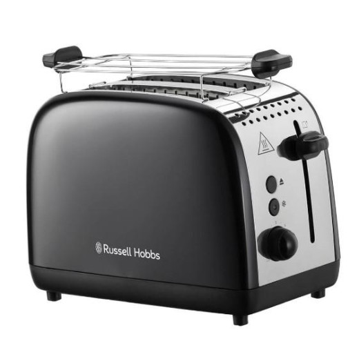 Тостер Russell Hobbs Colours Plus 1600Вт, підігрів, розморожування, метал., чорний