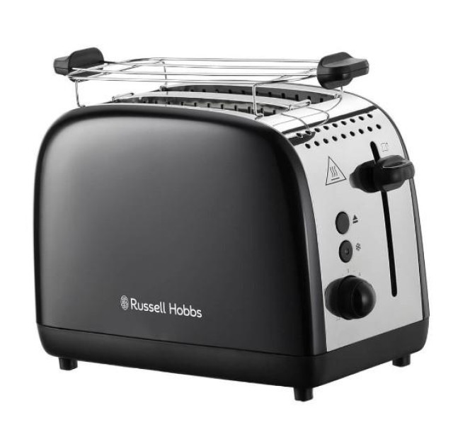 Тостер Russell Hobbs Colours Plus 1600Вт, підігрів, розморожування, метал., чорний