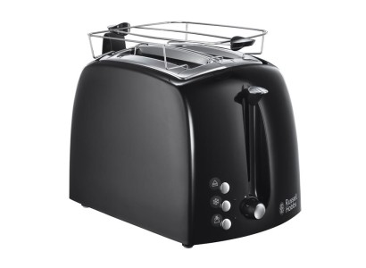 Тостер Russell Hobbs Textures 850Вт, пластик, чорний