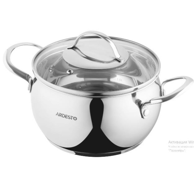 Каструля зі скляною кришкою Ardesto Gemini Liguria, 3л, нержавіюча сталь