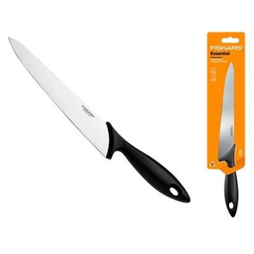 Кухонний ніж універсальний Fiskars Essential, 21см, нержавіюча сталь, пластик, чорний