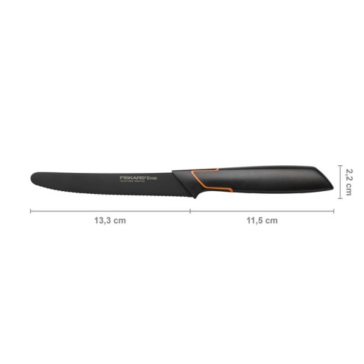 Кухонний ніж для томатів Fiskars Edge, 13.3см, нержавіюча сталь, пластик, чорний