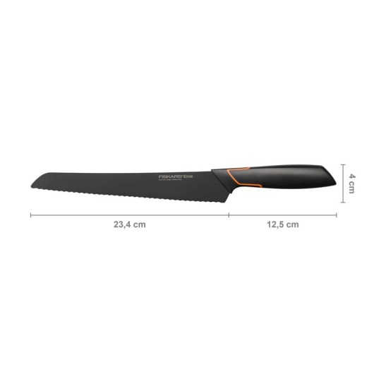 Кухонний ніж для хліба Fiskars Edge, 23.4см, нержавіюча сталь, пластик, чорний