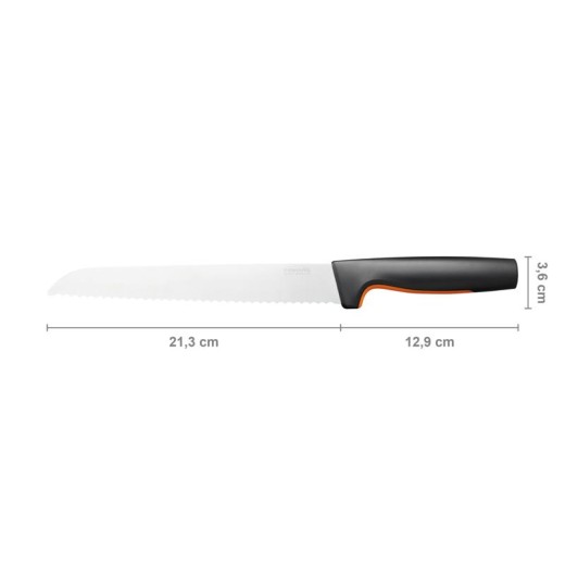 Кухонний ніж для хліба Fiskars Functional Form, 21.3см, нержавіюча сталь, пластик, чорний