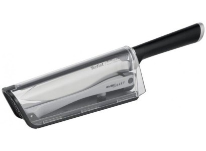 Кухонний ніж кухарський Tefal Eversharp, 16.5см, з чохол-точило нержавіюча сталь, пластик, чорний