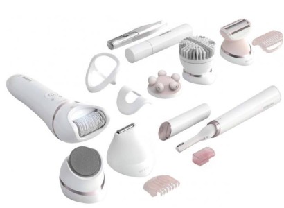 Епілятор Philips Beauty Set Series 9000 дисковий, акумуляторний , пінцет.-32, волог.+сух., насадок-8, футляр, пінцет, тример, білий