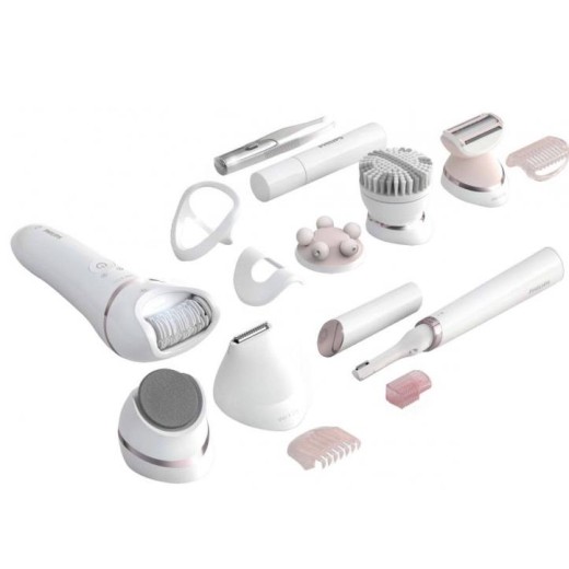 Епілятор Philips Beauty Set Series 9000 дисковий, акумуляторний , пінцет.-32, волог.+сух., насадок-8, футляр, пінцет, тример, білий