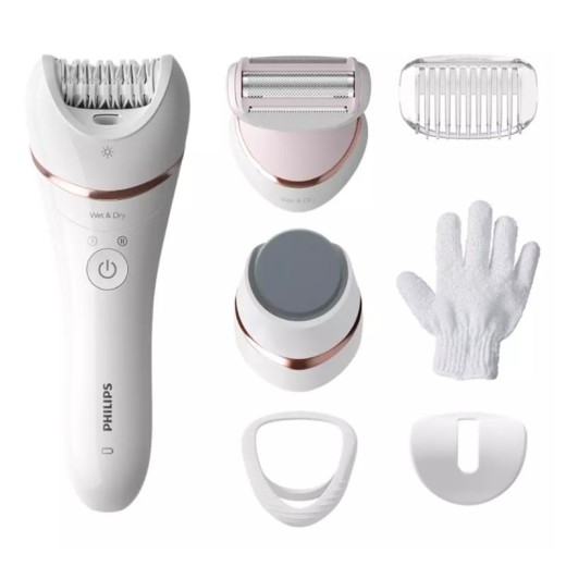 Епілятор Philips Epilator Series 8000 дисковий, акумуляторний , пінцет.-32, волог.+сух., насадок-5, біло-рожевий