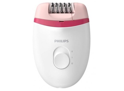 Епілятор Philips Satinelle Essential дисковий, від мережі, пінцет.-20, сух., насадок-1, біло-рожевий